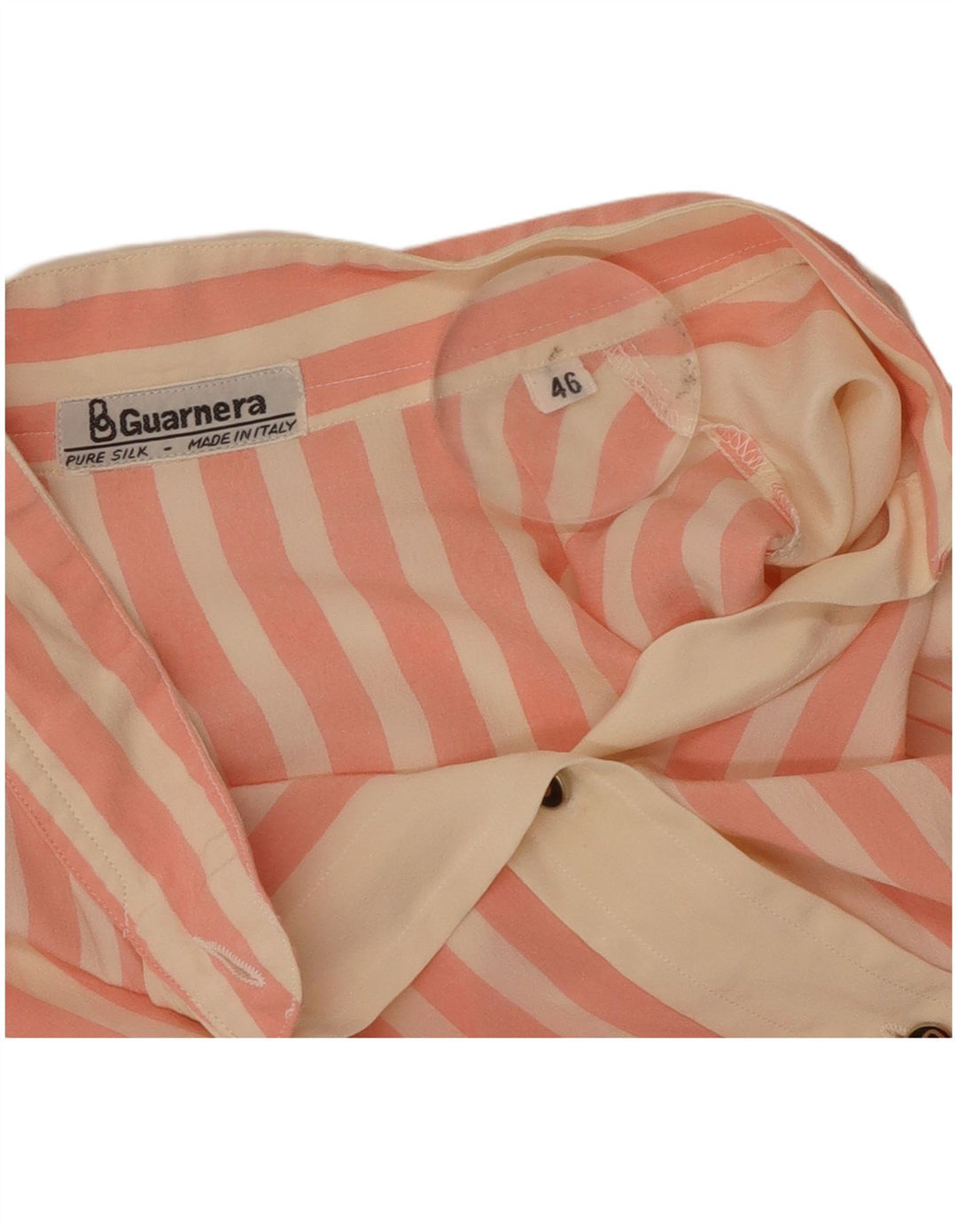 Camicetta Camicia Donna Guarnera IT 46 Large Rosa a Righe Seta Retro