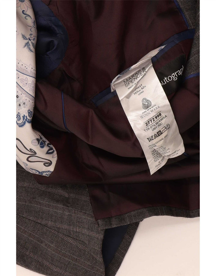 Giacca blazer autografa da uomo Marks & Spencer UK 42 Large Grey Herringbone