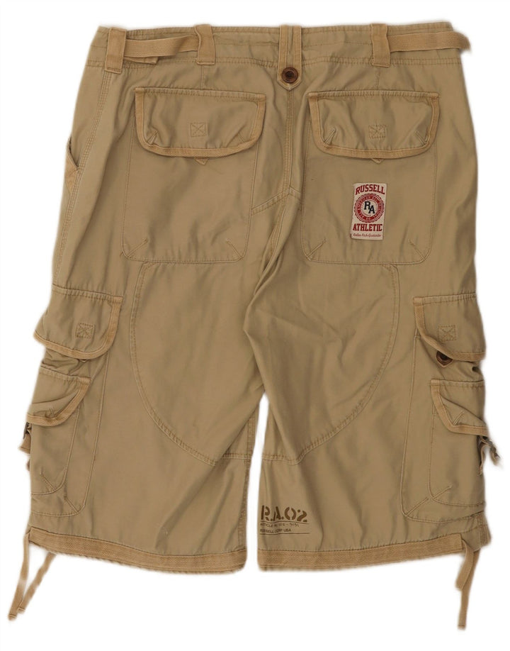 Pantaloncini cargo da uomo Russell Athletic grandi W34 in cotone beige