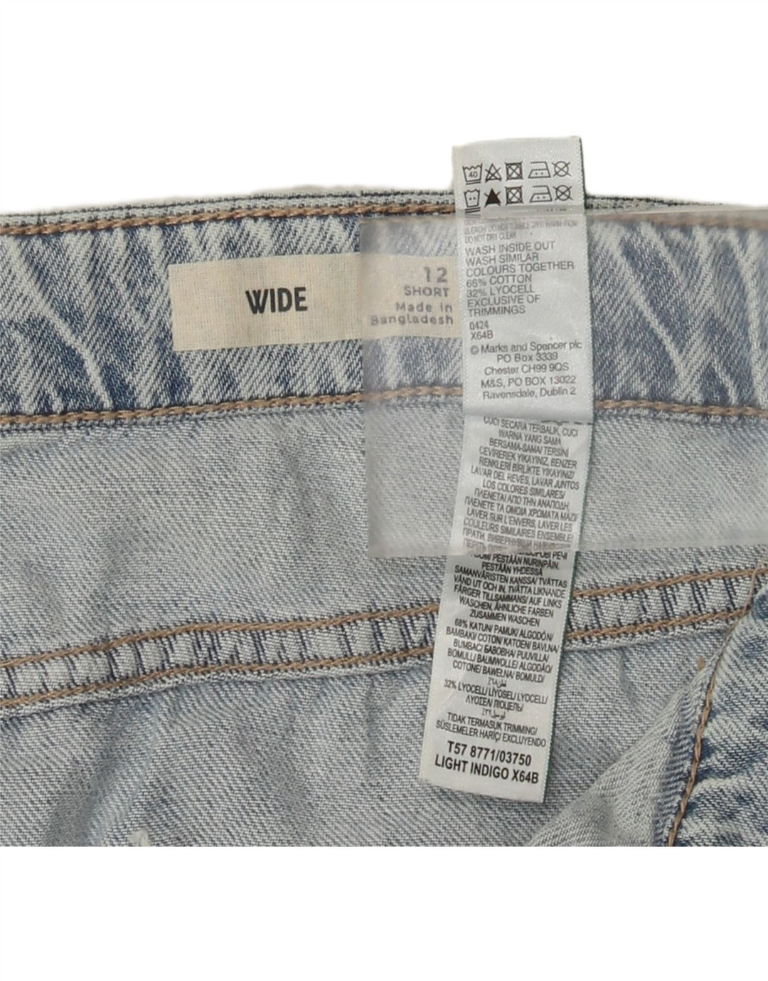 Jeans Marks & Spencer da donna cargo a gamba larga UK 12 medio W32 L28 blu