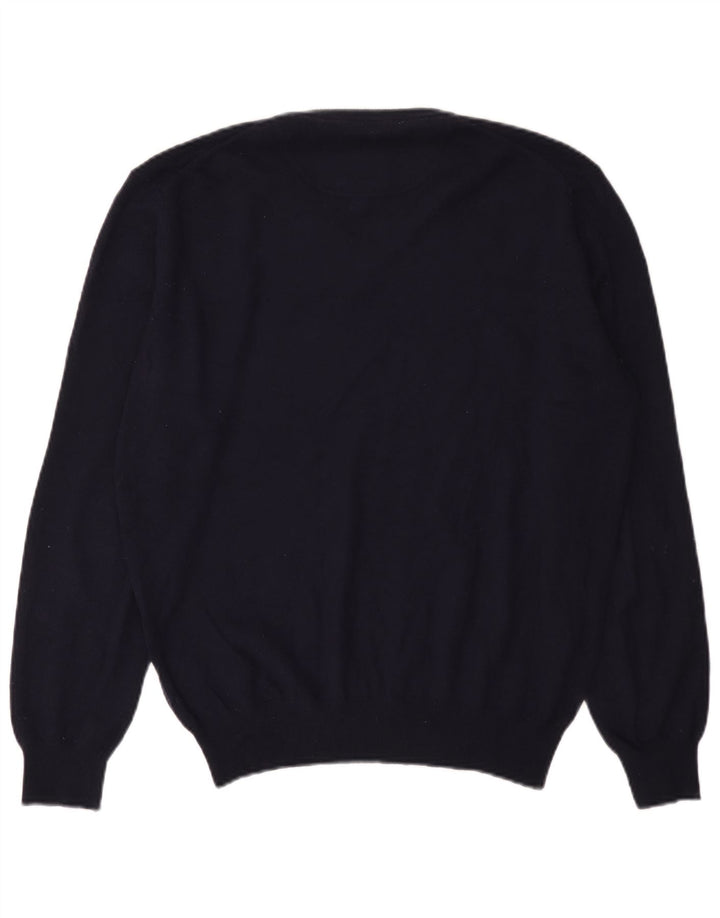 MARINA YACHTING Maglione da uomo con scollo a V grande in lana blu navy
