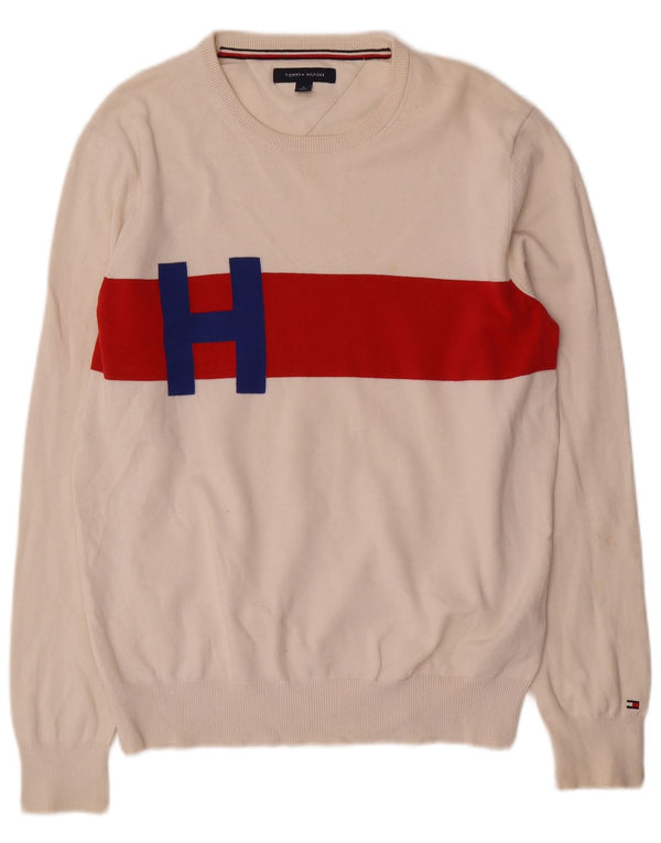 Tommy Hilfiger Uomo Maglione con scollo a barca Maglione color block bianco medio