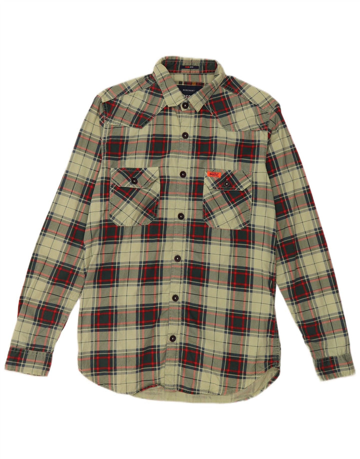 Camicia da uomo in flanella slim fit a quadri Superdry, grande plaid verde