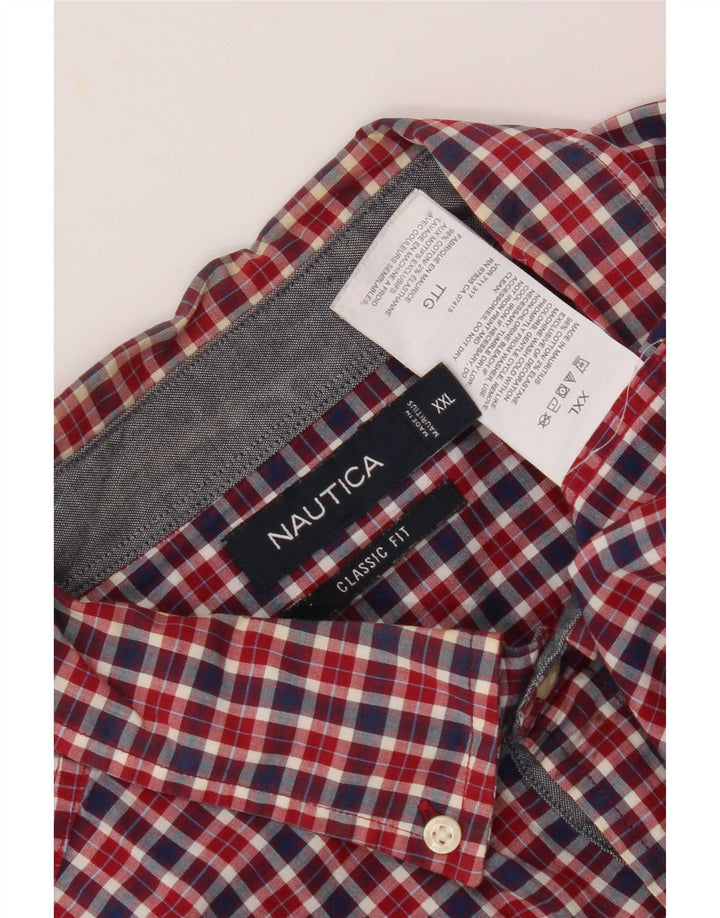 Camicia Nautica da uomo vestibilità classica 2XL cotone a quadri rossi