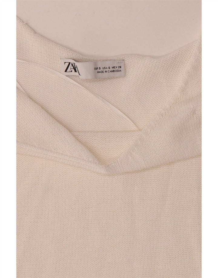 Top corto in maglia da donna Zara UK 8 piccolo in viscosa bianca