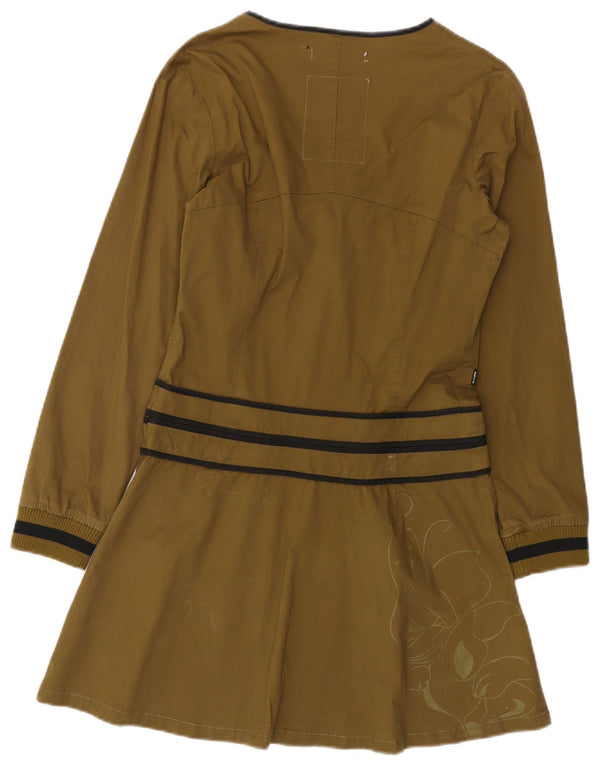 Skunkfunk Abito Impero Grafico Militare da Donna UK 12 Medio Cachi Floreale