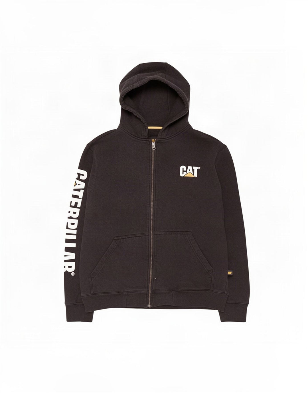 Maglione con cappuccio e zip grafica da uomo CAT grande in cotone nero