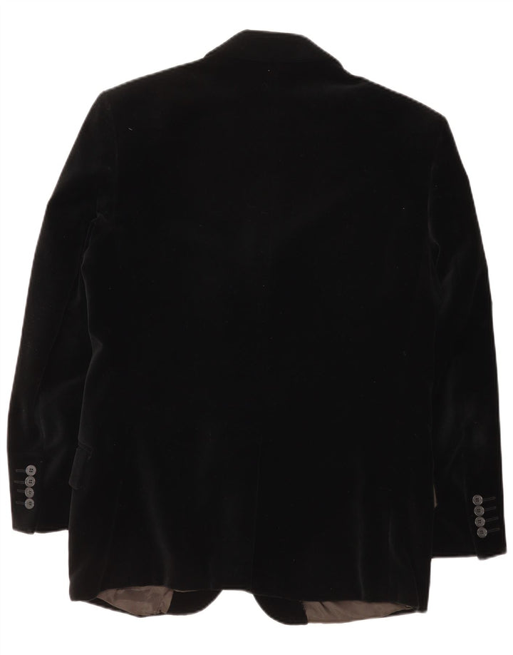 Giacca blazer in velluto a 3 bottoni vintage da uomo UK 38 media nera