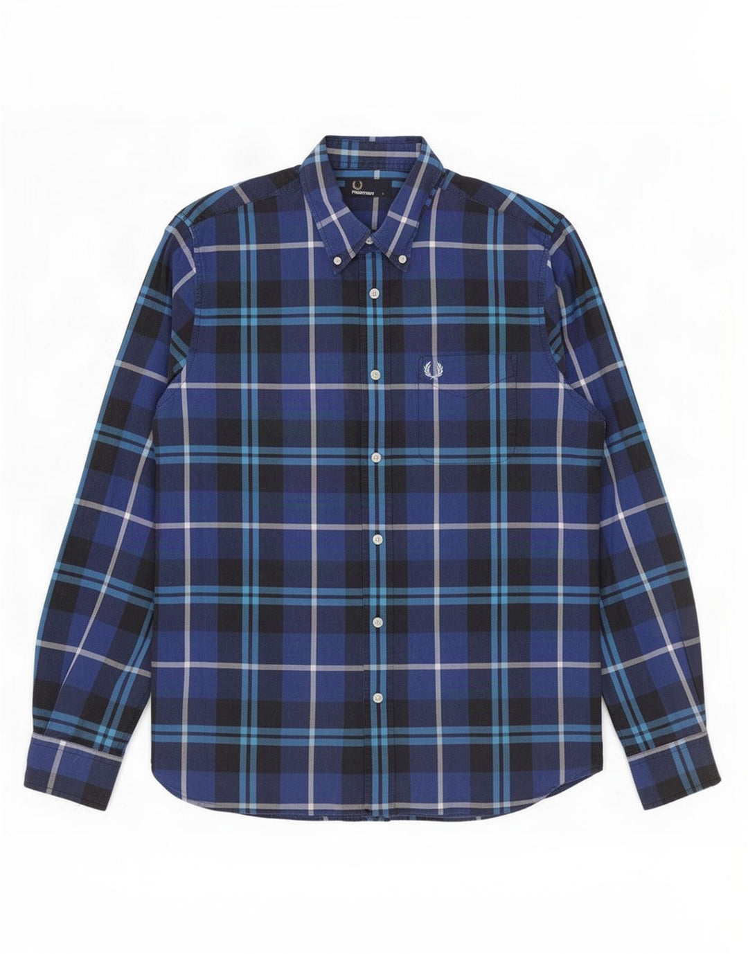 Camicia da uomo Fred Perry in cotone a quadri grandi blu
