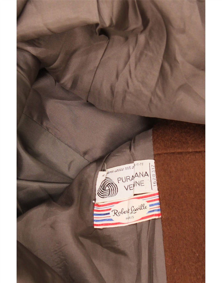 Cappotto vintage da donna UK 14 in lana vergine marrone medio