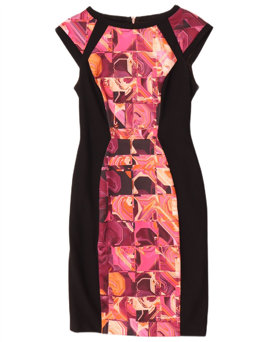 TED BAKER Womens Sheath Dress Size 2 Small Black Geometric Polyester