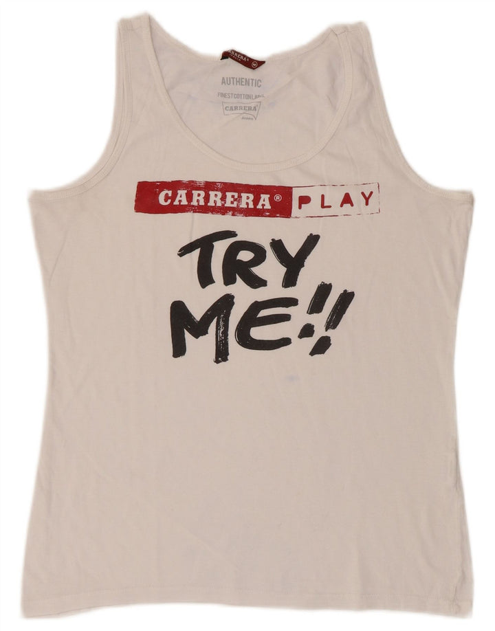 CARRERA Canotta grafica da donna UK 12 Medio Bianco