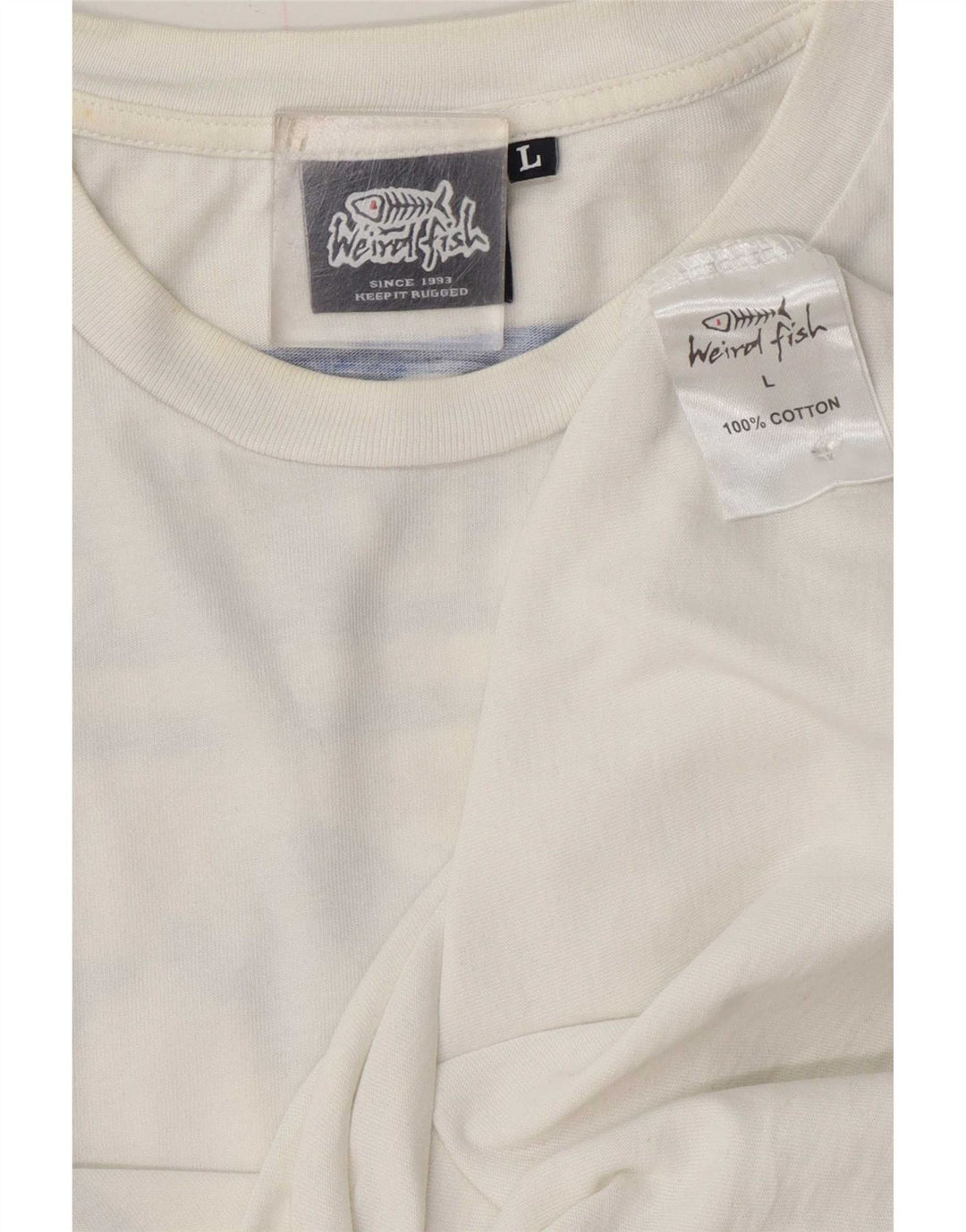 T-shirt grafica da uomo Weird Fish Top grande in cotone bianco