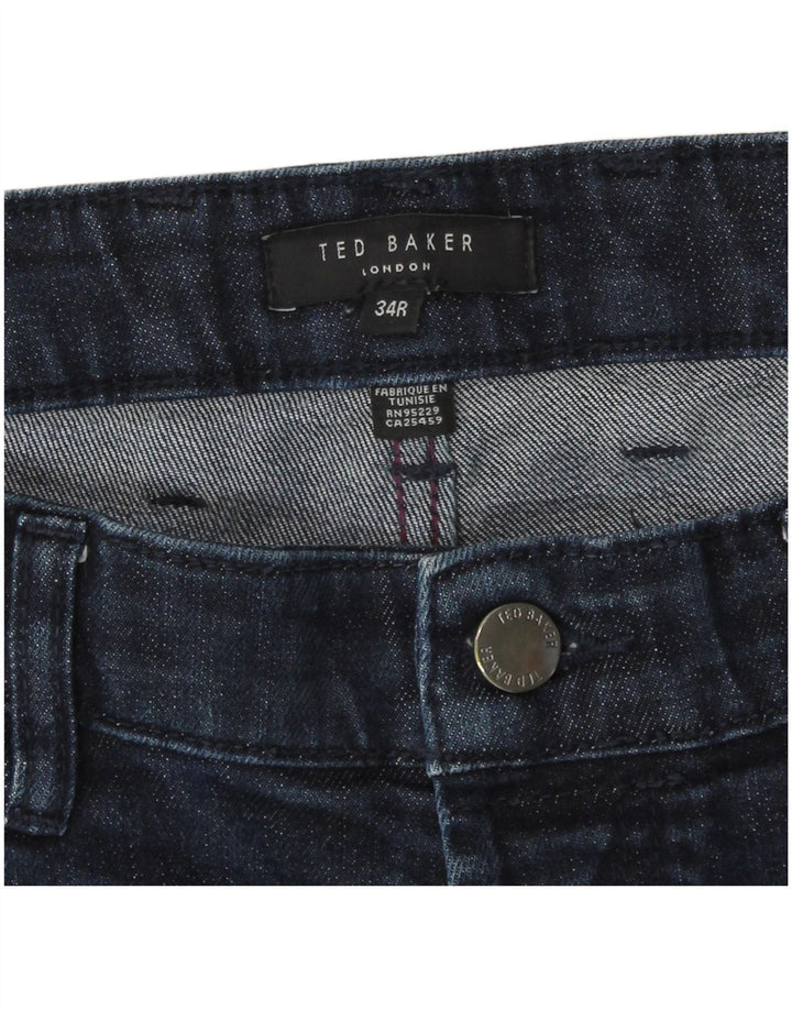 Jeans slim da uomo Ted Baker W34 L32 cotone blu navy