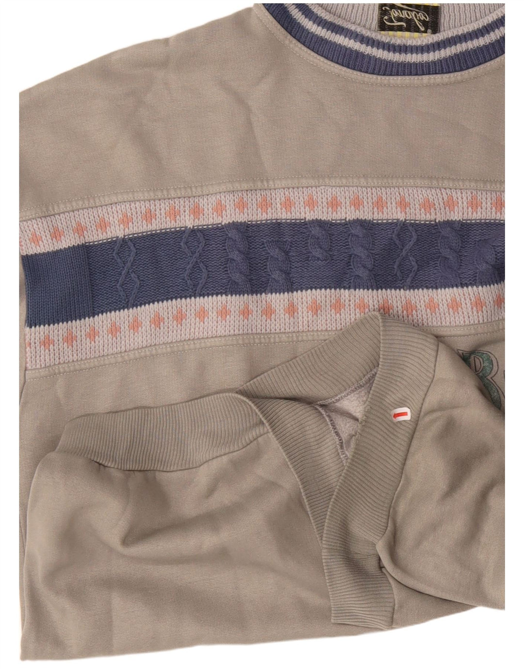 Felpa grafica da uomo vintage maglione XL grigio acrilico color block