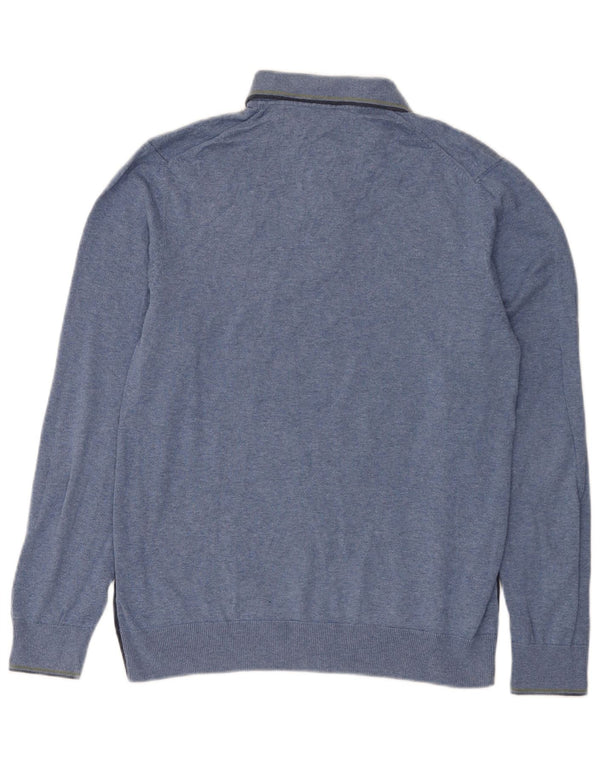 Maglione da uomo Marks & Spencer con collo alto, piccolo cotone blu a blocchi di colore