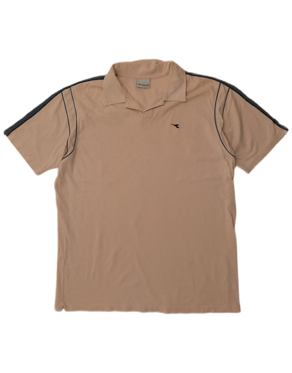 Polo DIADORA Uomo Large Beige Colorblock in cotone