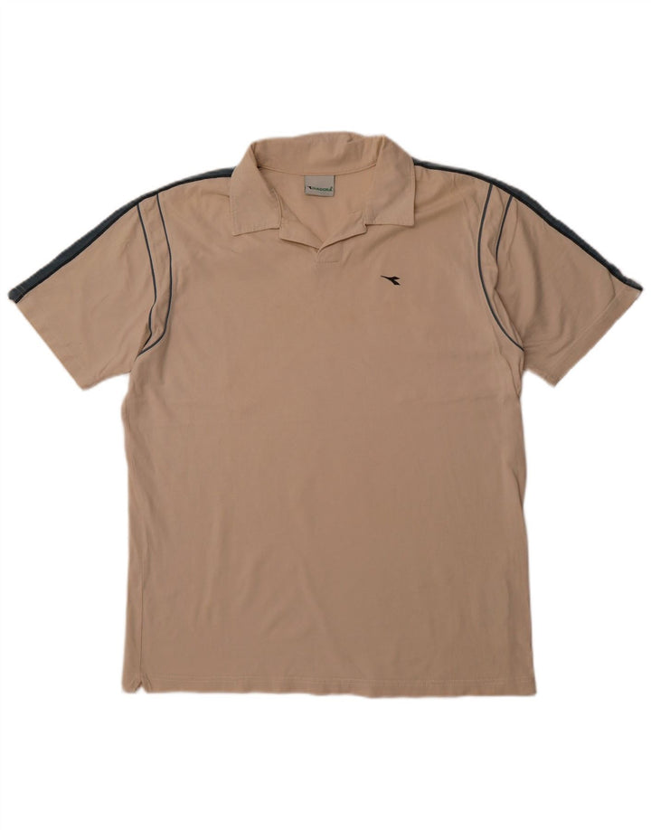Polo DIADORA Uomo Large Beige Colorblock in cotone