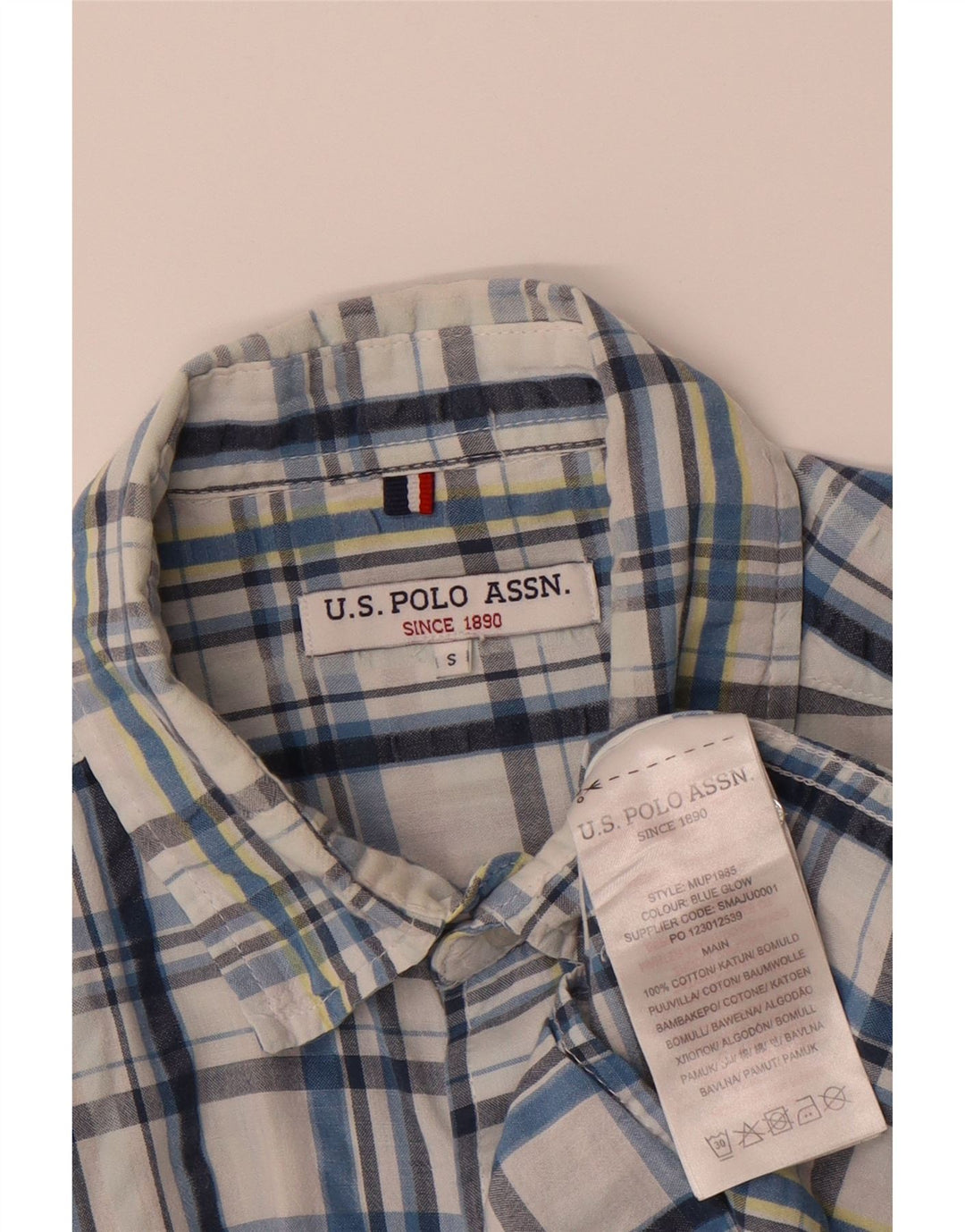 U.S. POLO ASSN. Mens Shirt Small Blue Check Cotton