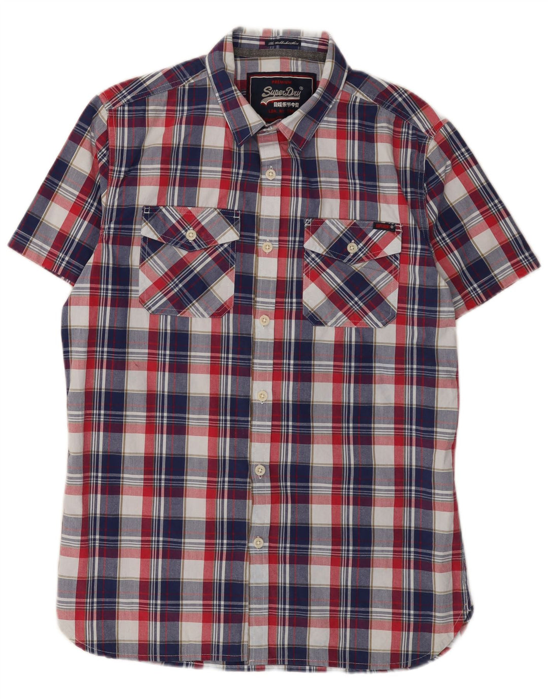 Camicia a maniche corte da uomo SUPERDRY in cotone a quadri multicolori grandi