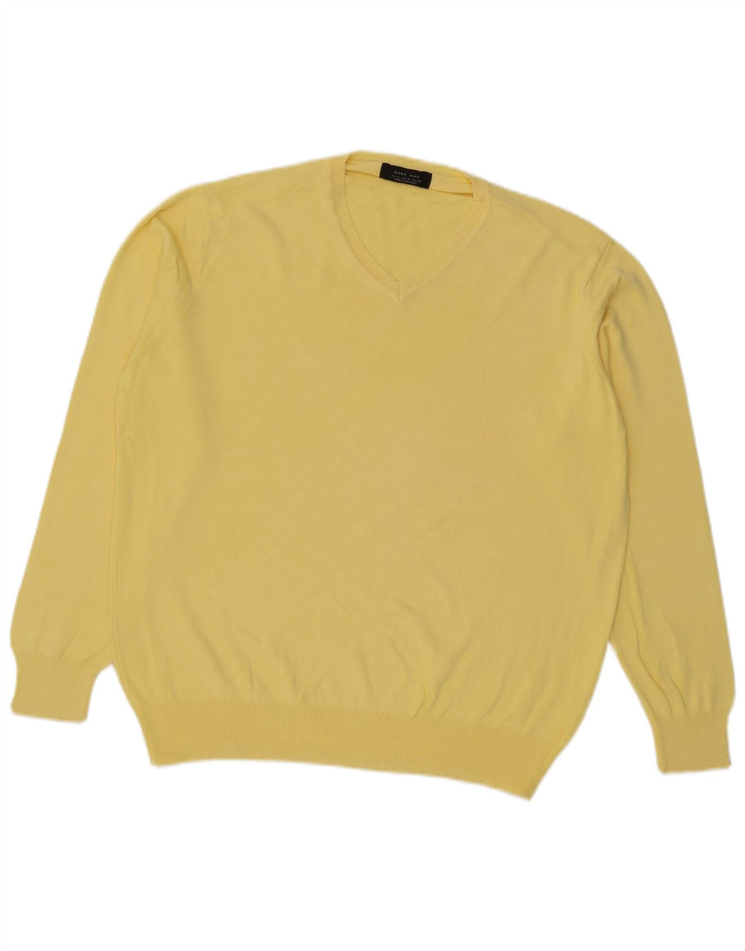 Maglione Zara da uomo con scollo a V XL giallo