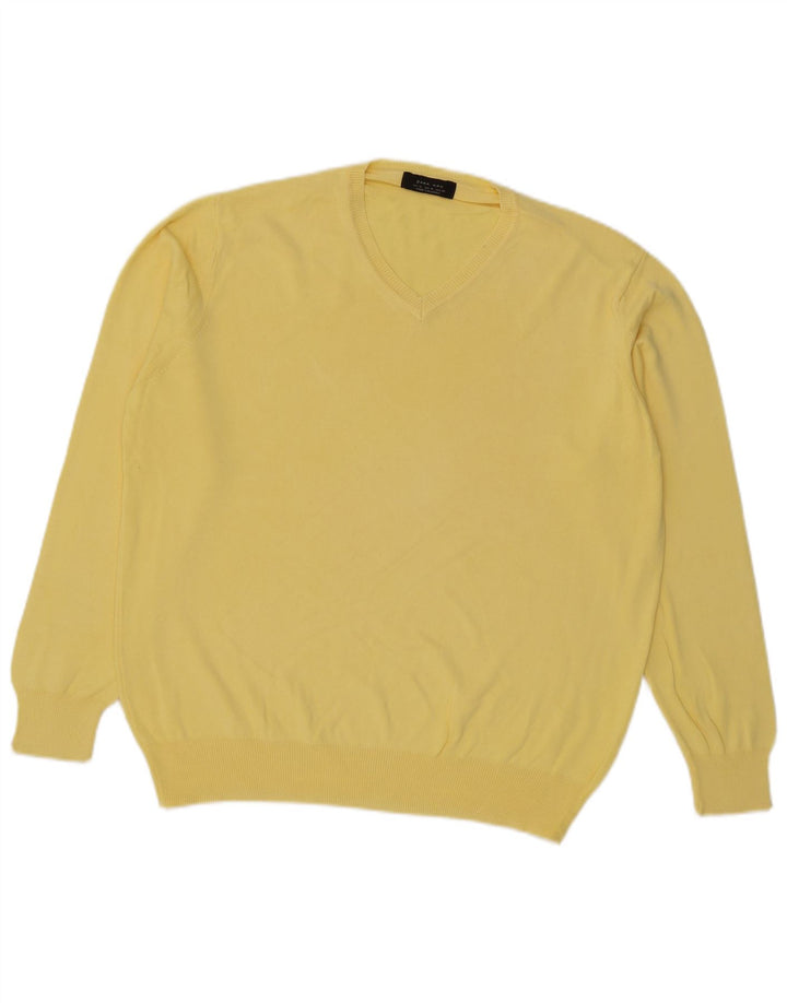 Maglione Zara da uomo con scollo a V XL giallo