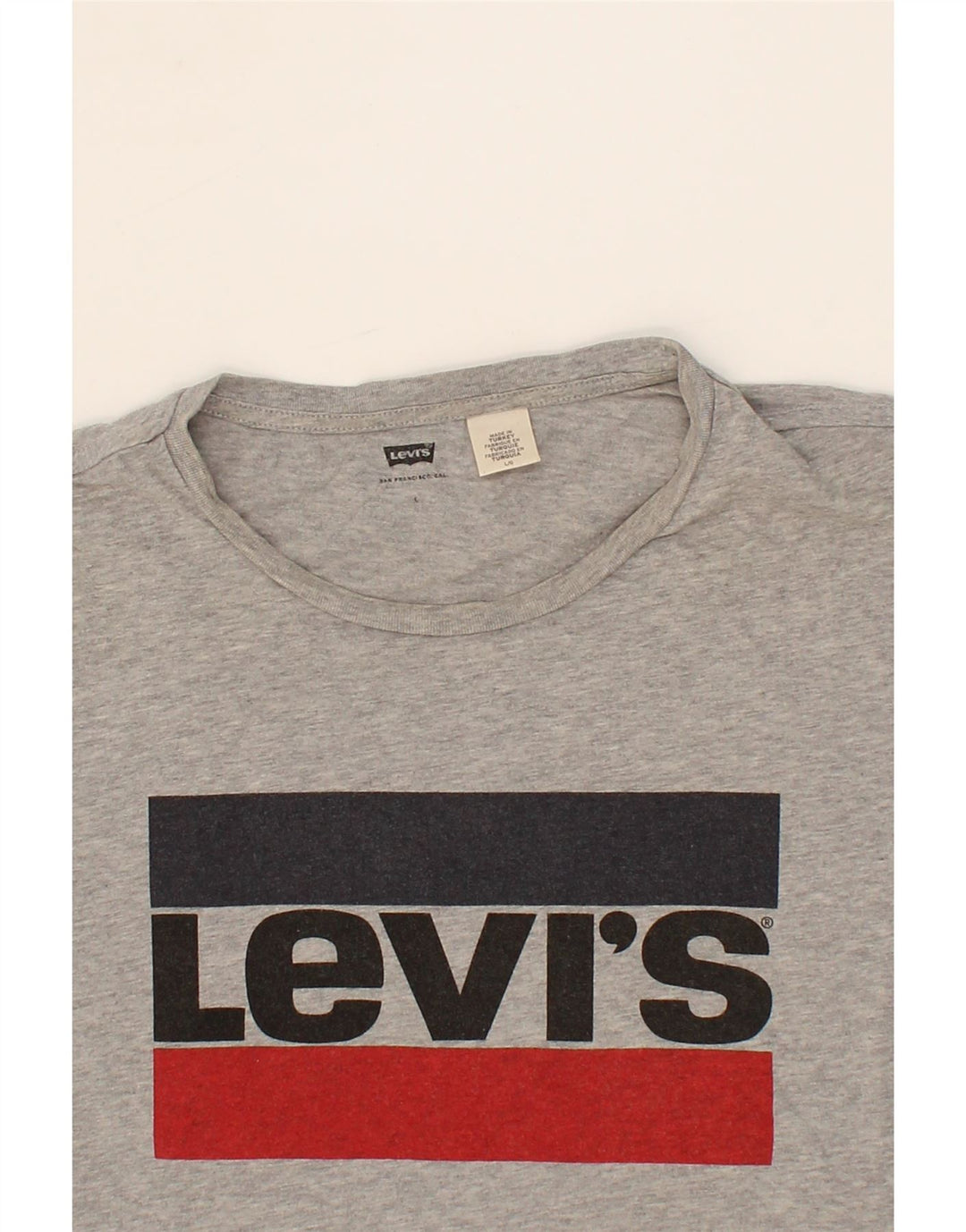 LEVI'S Mens Graphic T-Shirt Top Large Grey Cotton Vintage Levi's and Second-Hand Levi's from Messina Hembry 
