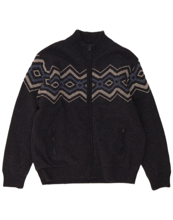 Atlas For Men Maglione cardigan con zip intera da uomo 3XL Lana geometrica grigia