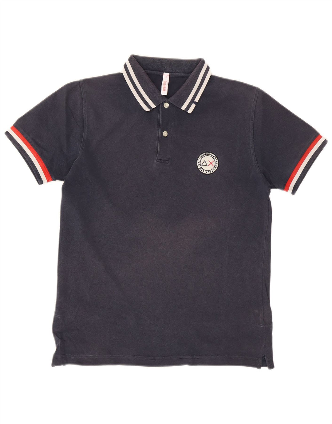 Polo da uomo Sun68 piccola in cotone a righe blu navy