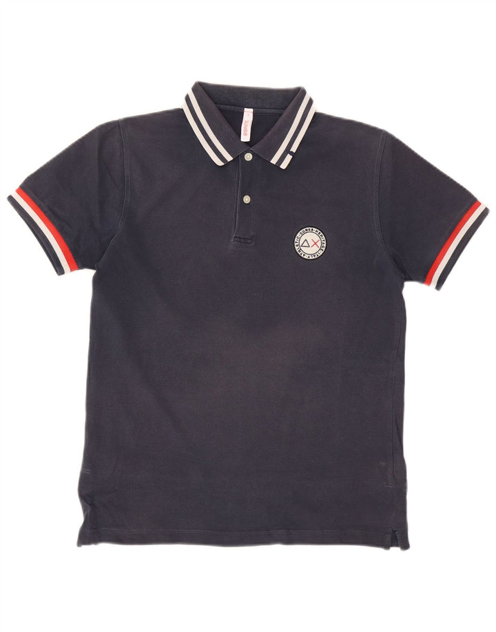 Polo da uomo Sun68 piccola in cotone a righe blu navy