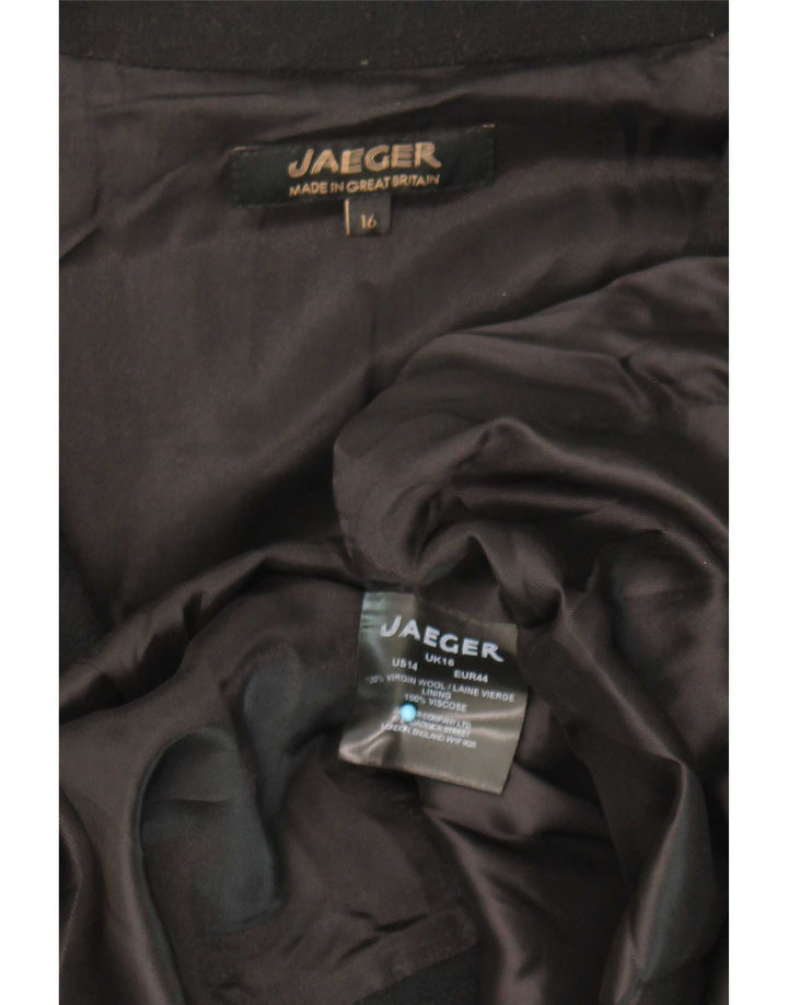 Soprabito aperto da donna Jaeger UK 16 grande lana nera