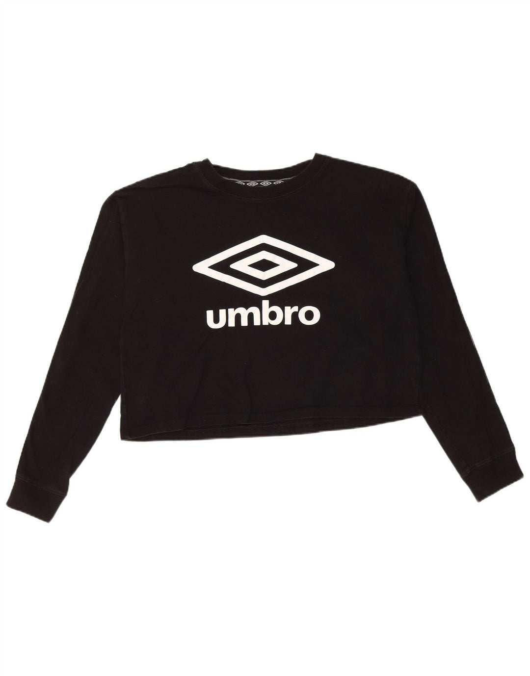 Top Umbro da donna corto con grafica oversize manica lunga UK 10 piccolo nero
