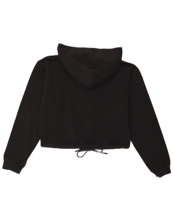 CALVIN KLEIN Felpa con cappuccio grafica da donna corta UK 10 piccola nera