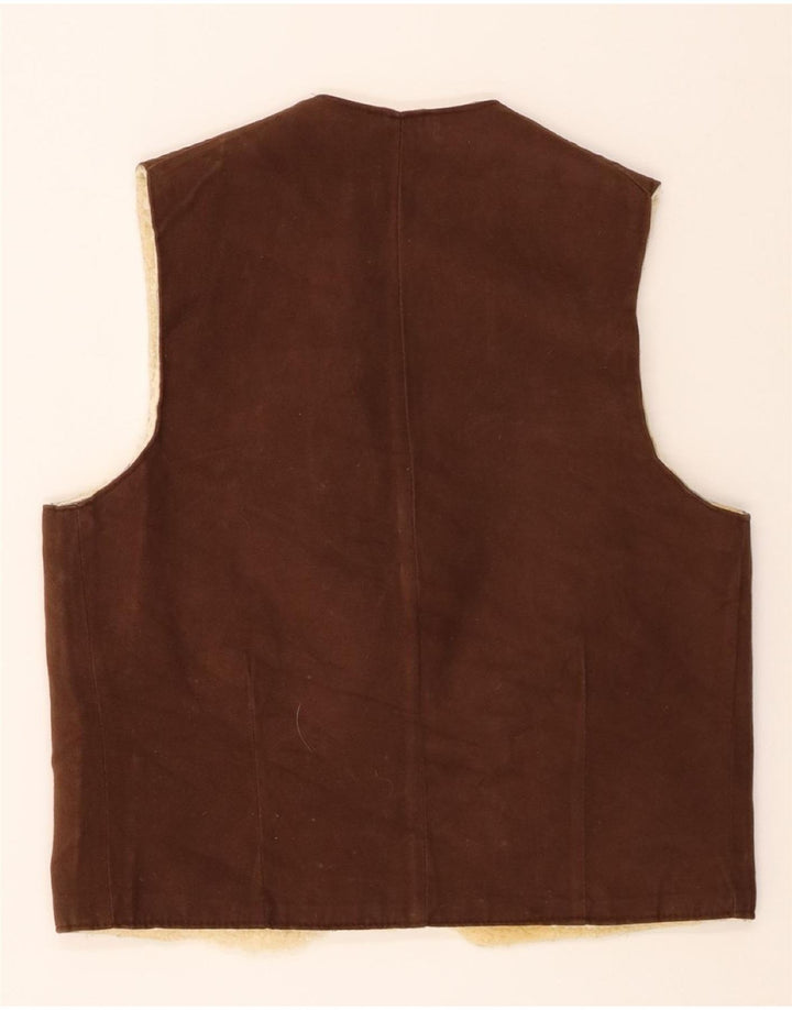 Gilet vintage da uomo in shearling UK 38 marrone medio
