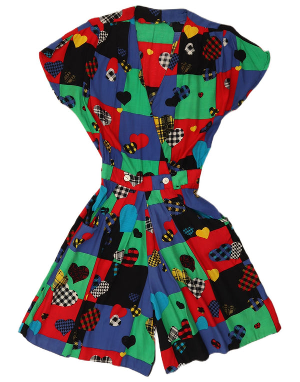 Tutina vintage da donna UK 12 Cuore in viscosa patchwork multicolore medio