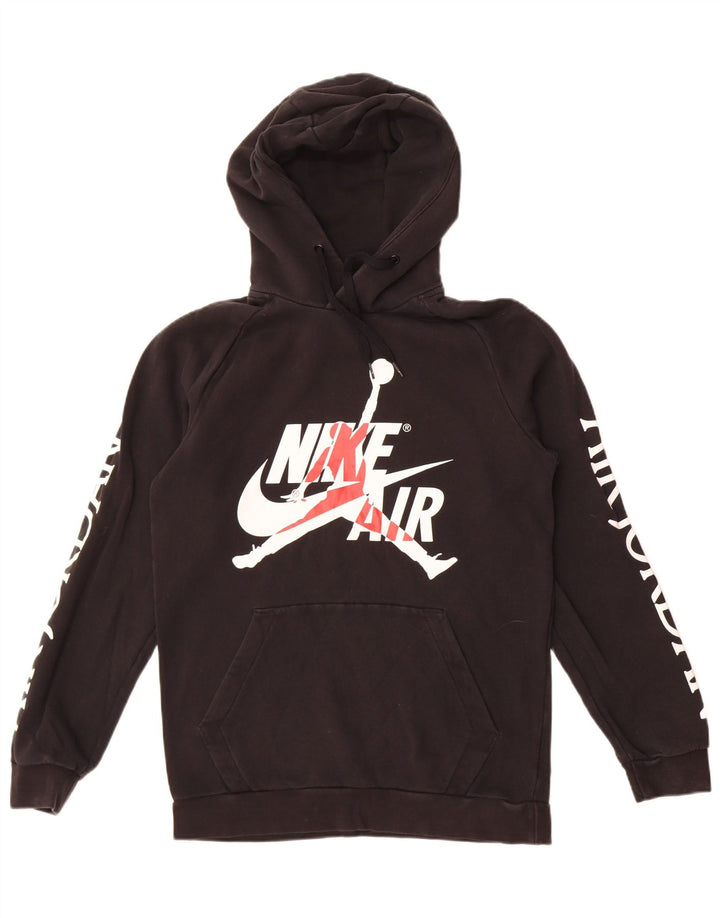 Felpa con cappuccio grafica Nike da uomo piccola in cotone nero