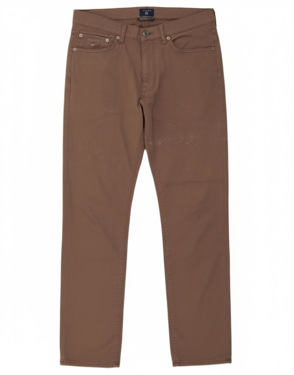 Pantaloni casual dritti da uomo Gant W32 L32 in cotone marrone