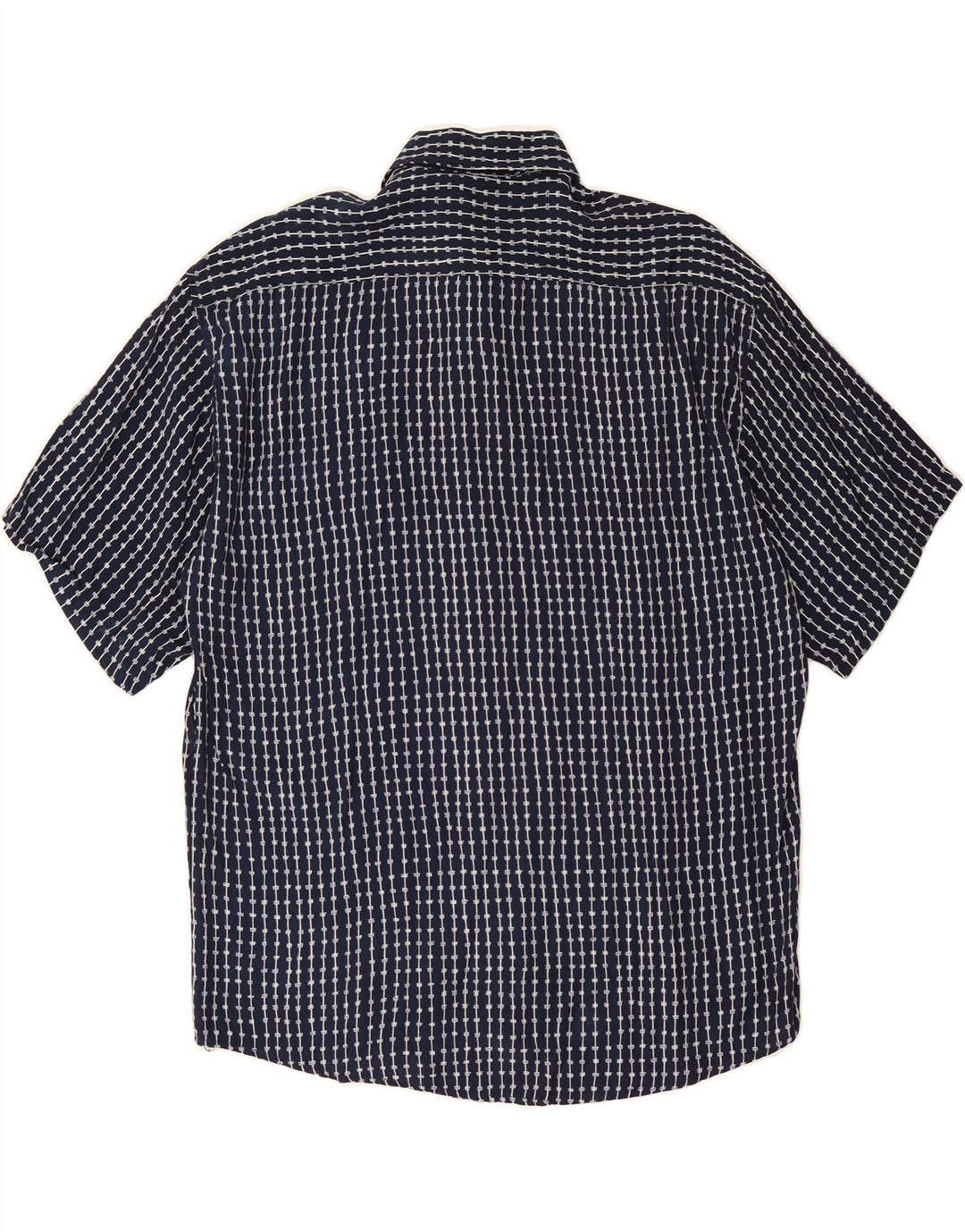 TIPO' S Mens Short Sleeve Shirt Medium Navy Blue Geometric Viscose Vintage Tipo' S and Second-Hand Tipo' S from Messina Hembry 