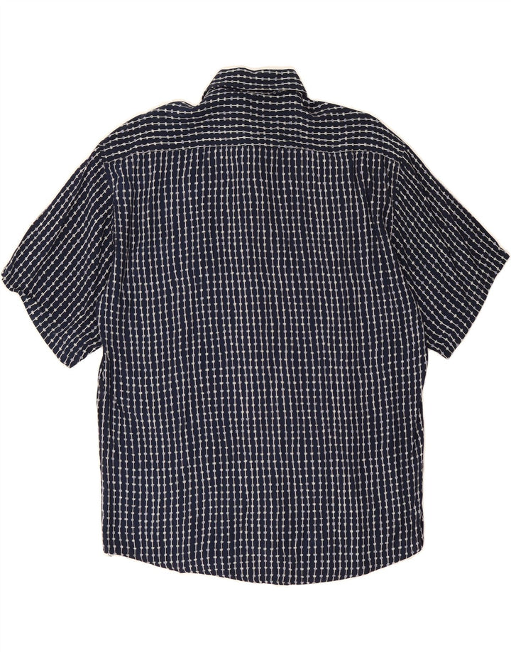 TIPO' S Mens Short Sleeve Shirt Medium Navy Blue Geometric Viscose Vintage Tipo' S and Second-Hand Tipo' S from Messina Hembry 