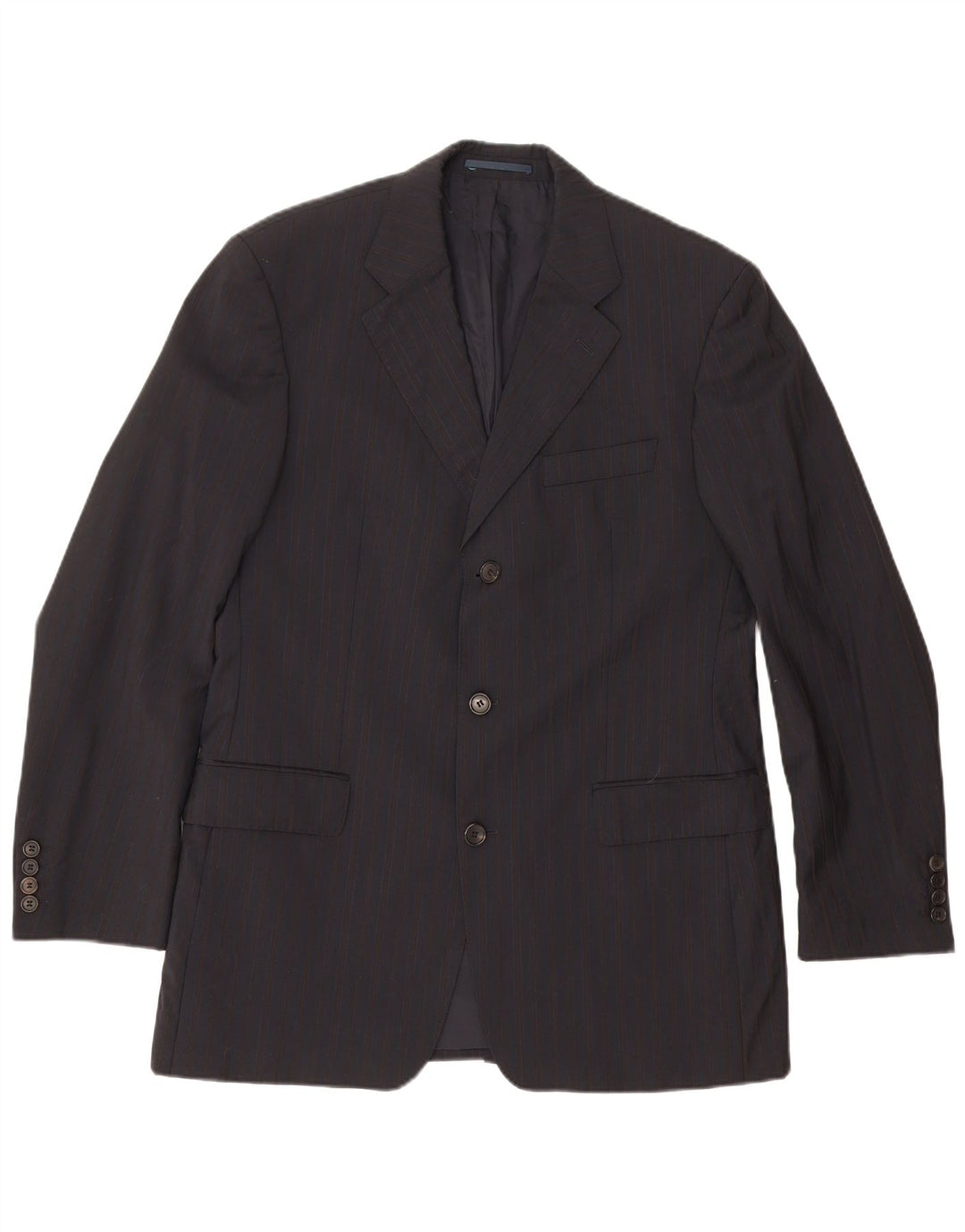 Giacca blazer da uomo a 3 bottoni Hugo Boss IT 50 grande gessato blu navy
