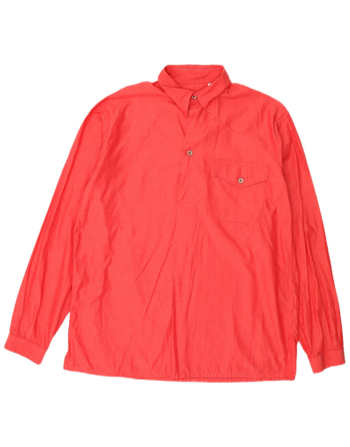 Camicia pullover vintage da uomo grande in cotone rosso