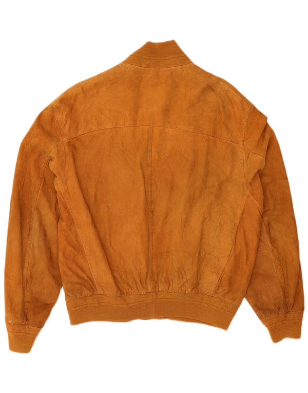 Giubbotto bomber vintage in pelle scamosciata da uomo IT 52 XL in pelle marrone