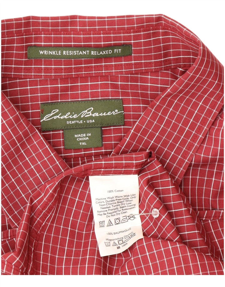Camicia da uomo a quadri rilassata Eddie Bauer XL in cotone a quadri bordeaux