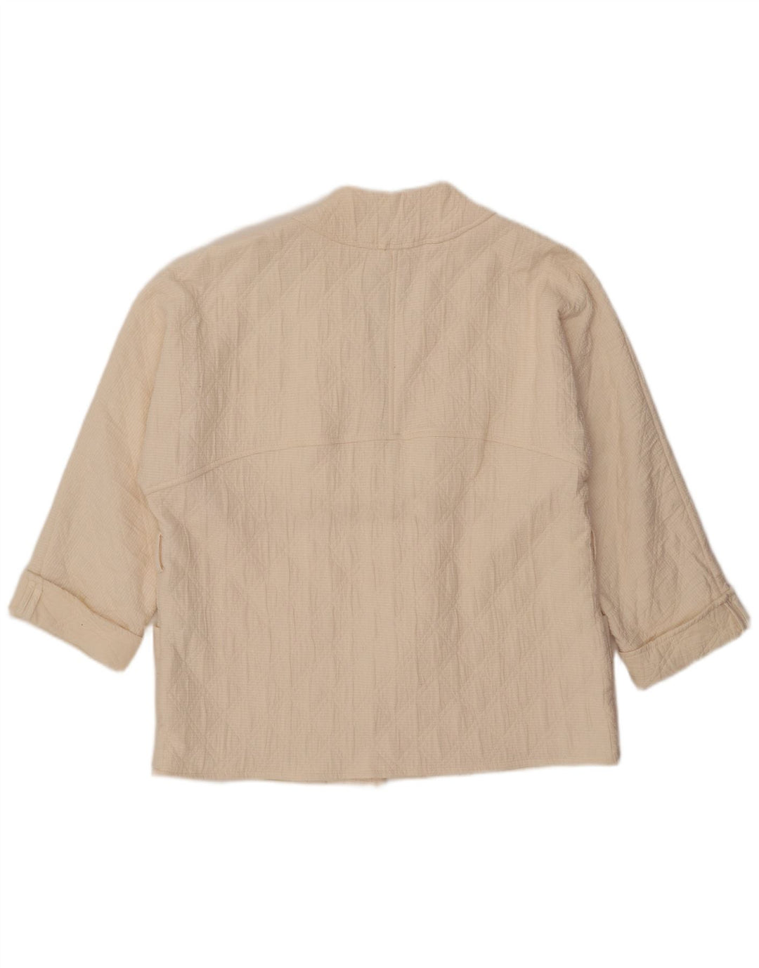 ZARA Giacca Blazer Aperta Oversize con Maniche a 3/4 da Donna UK 14 Medio Bianco Sporco