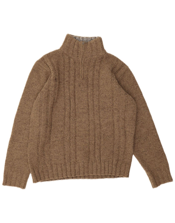 Maglione da uomo Marks & Spencer con zip e collo in acrilico marrone medio