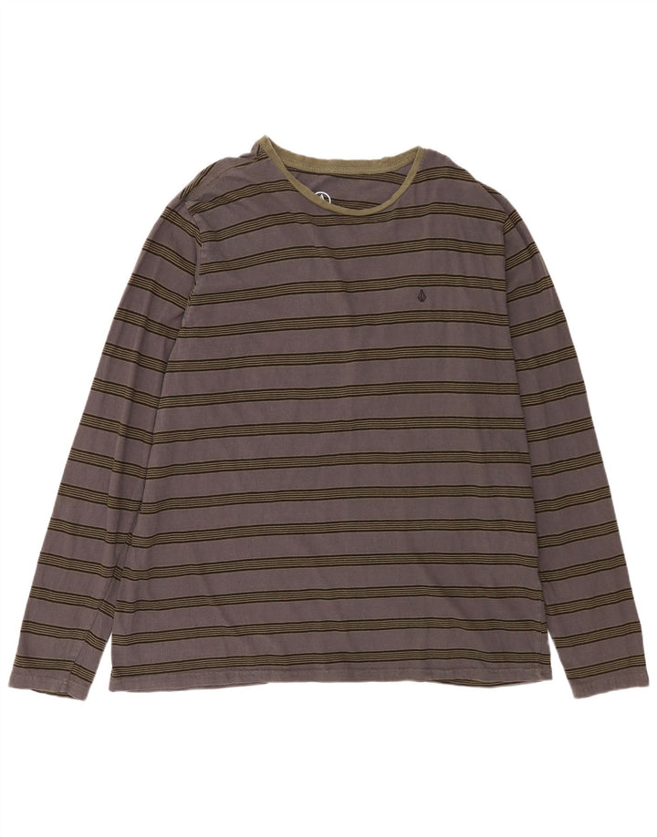 Maglia da uomo a maniche lunghe Volcom 2XL in cotone a righe grigie