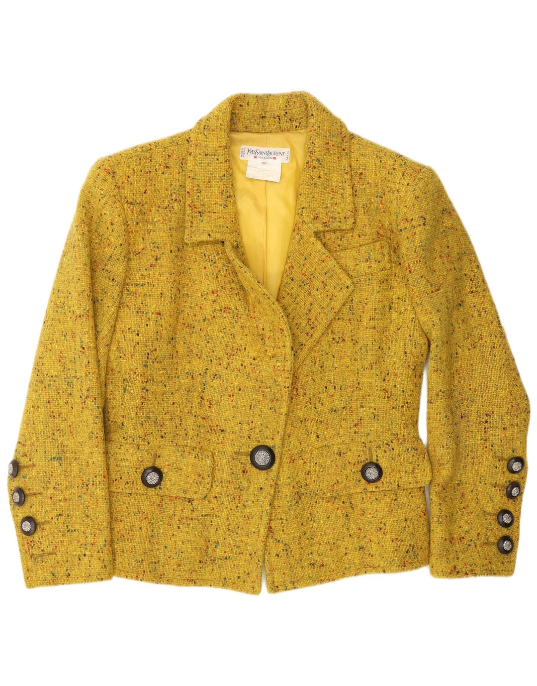 Giacca blazer da donna Yves Saint Laurent EU 38 medio giallo screziato