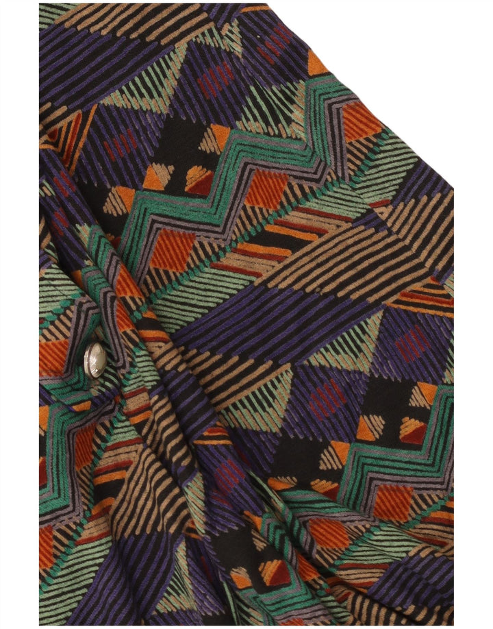 Abito a trapezio vintage da donna UK 14 medio multicolore geometrico