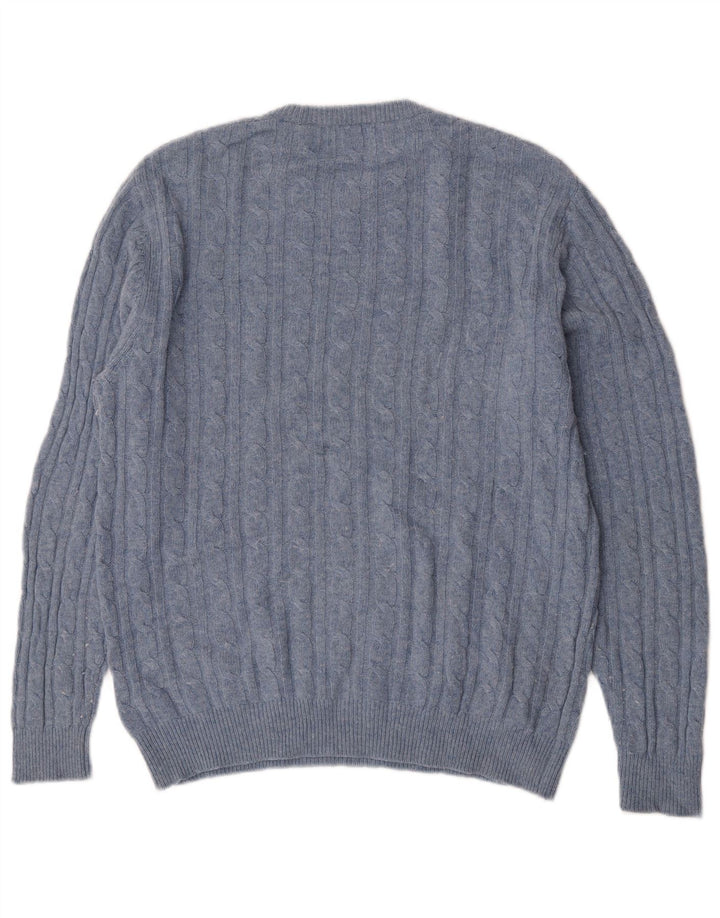 Jack Wills Uomo The Marlow Girocollo Maglione Maglione Grande Lana Blu