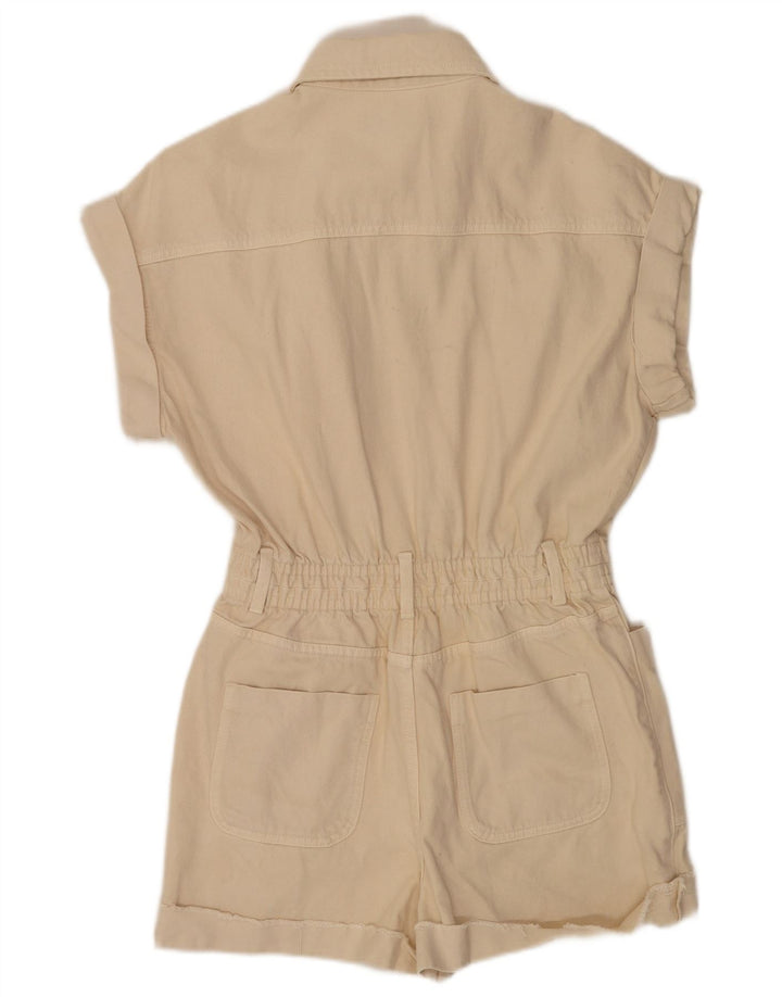 Tutina corta in denim da donna Zara UK 14 beige medio